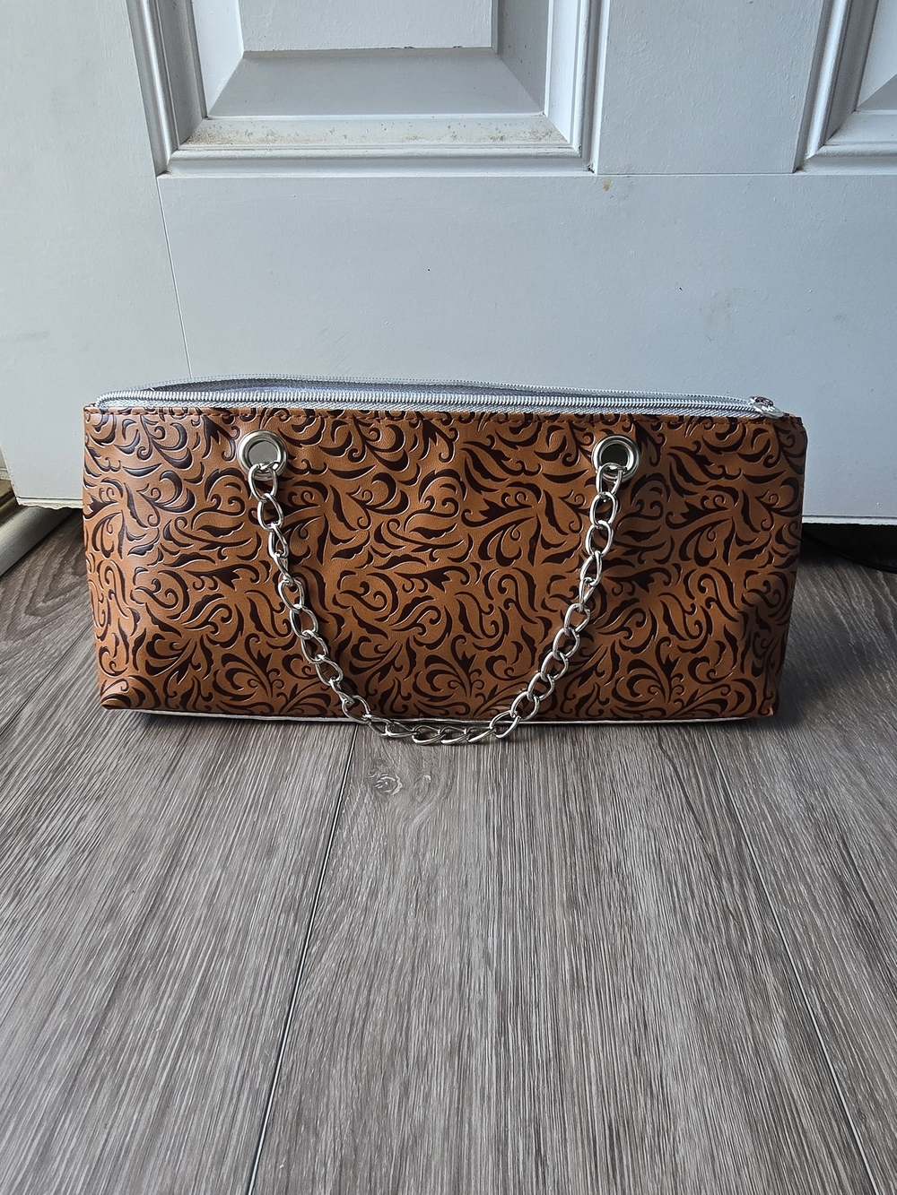 Red Croc Insulated Wine Purse | Vegan Leather Thermal Bottle Cooler Chain Tote
